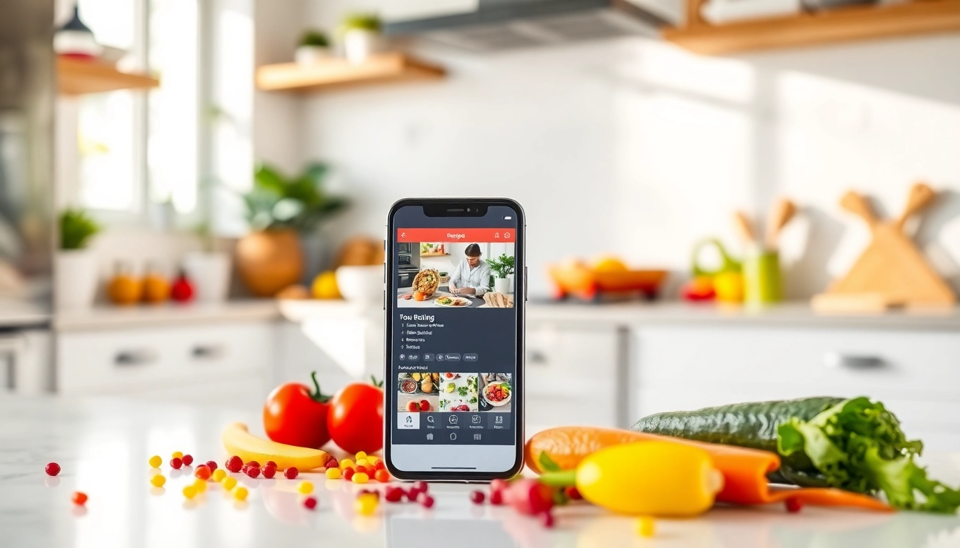 This image illustrates how to save recipes my way using an easy-to-use digital app on your device in a cozy kitchen setting.