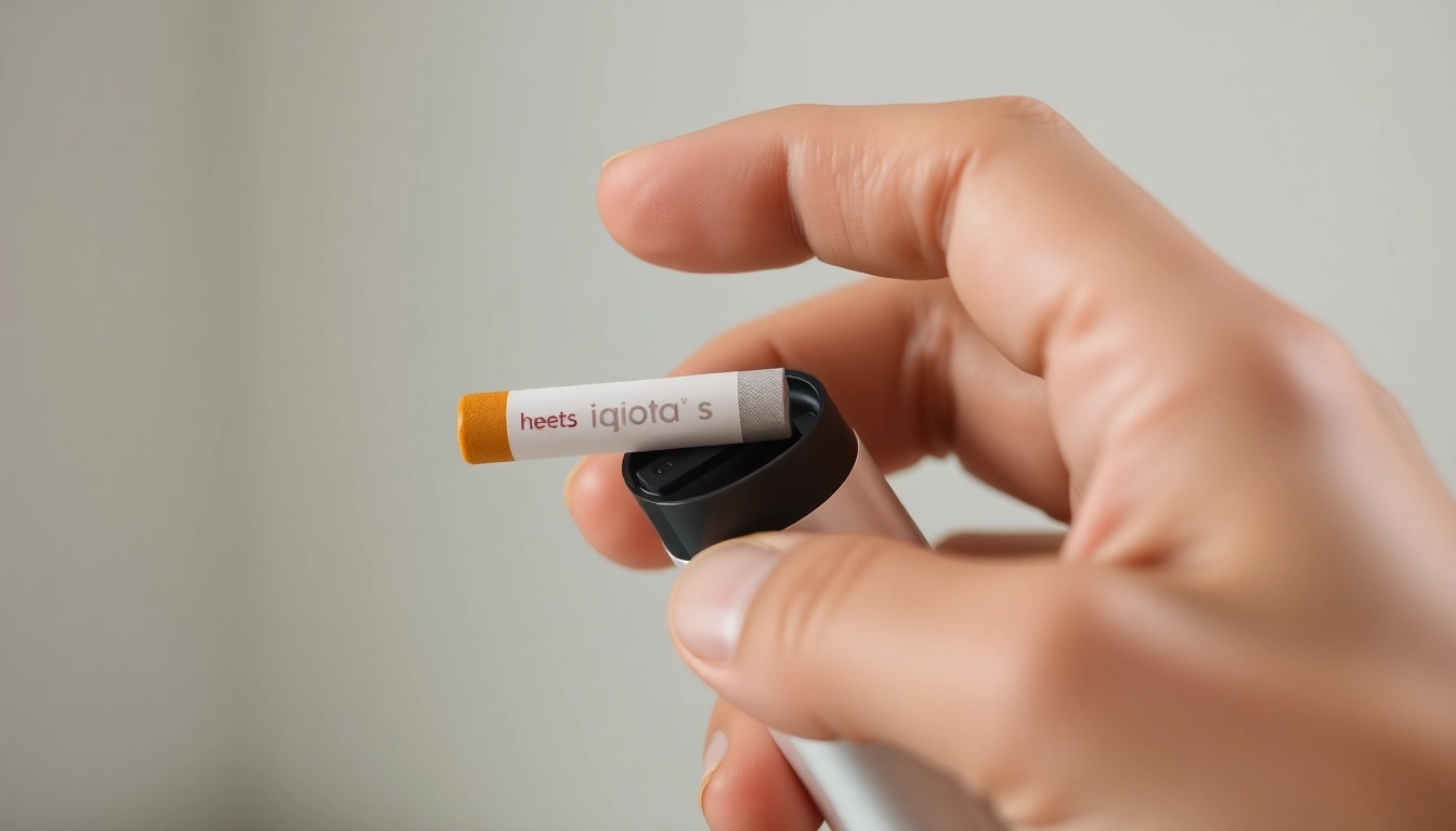 A person using heets sigara sticks with an IQOS device, emphasizing modern heating tobacco technology and stylish tobacco sticks.
