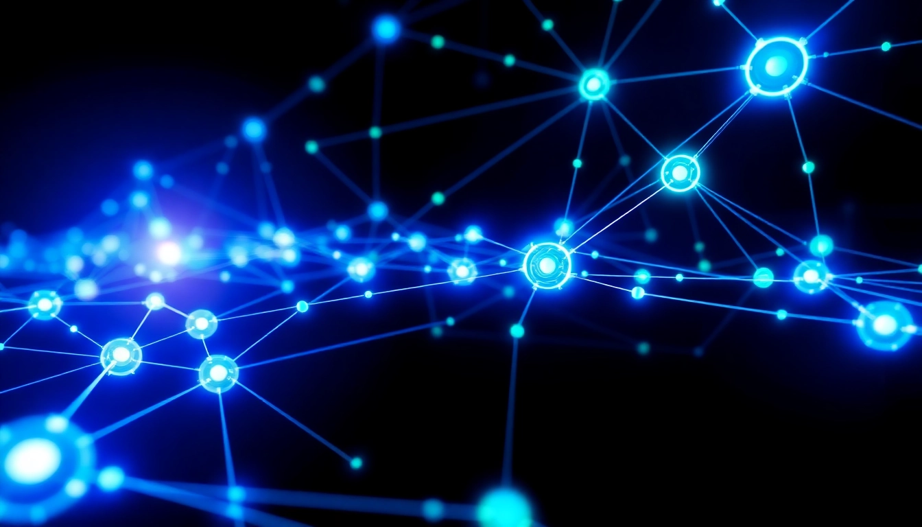 Vivid blockchain network with interconnected nodes illustrating secure crypto transactions and