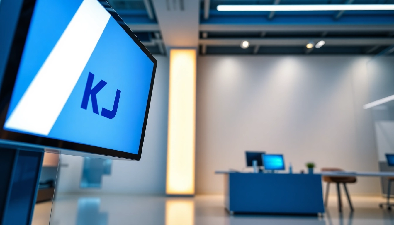 KJC logo on digital display representing a leading digital entertainment and technology alliance in Asia.