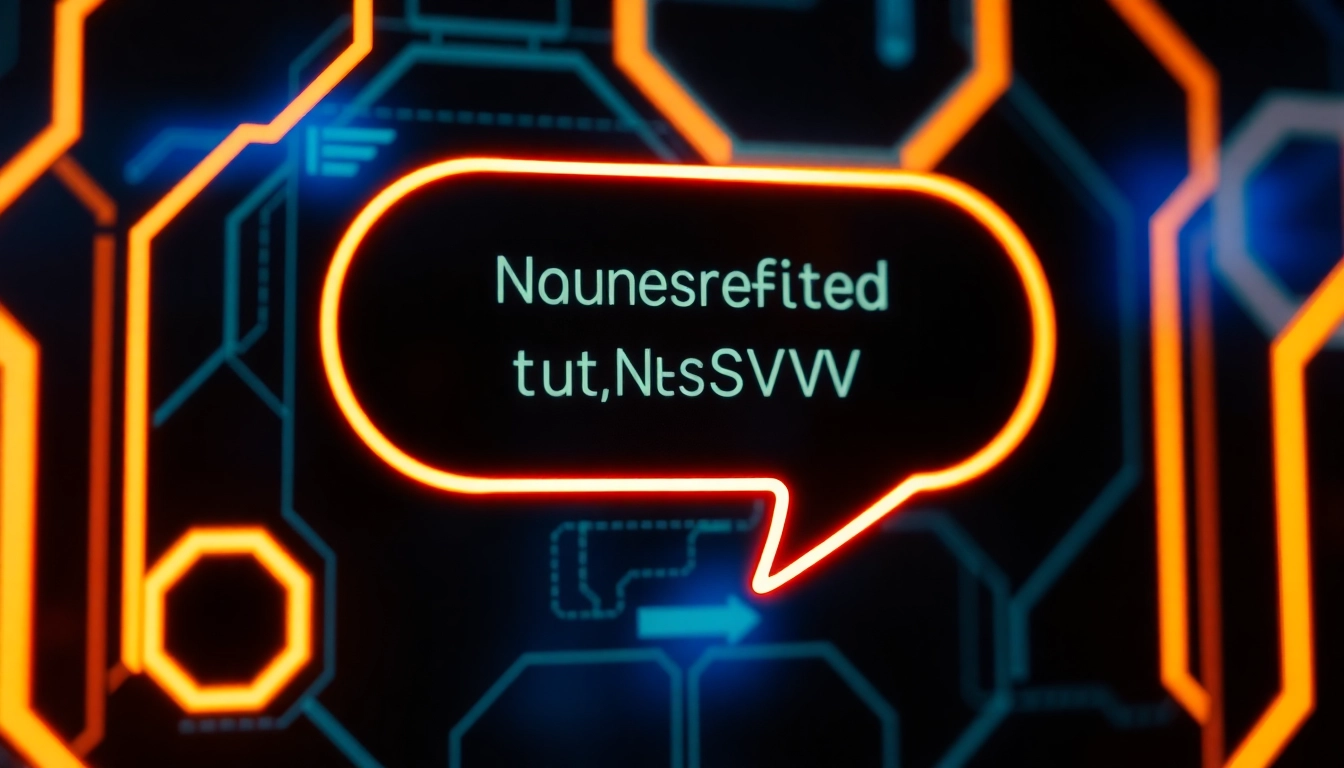 Detailed depiction of a dark, neon-lit digital chat interface representing unfiltered nsfw ai chat conversations with a sensual, immersive design for accessibility.