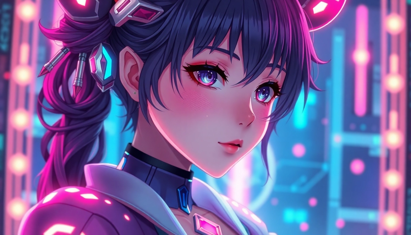 Hentai AI scene featuring a lifelike anime character engaged in a personalized virtual interaction, highlighting realism and detailed features for accessibility.