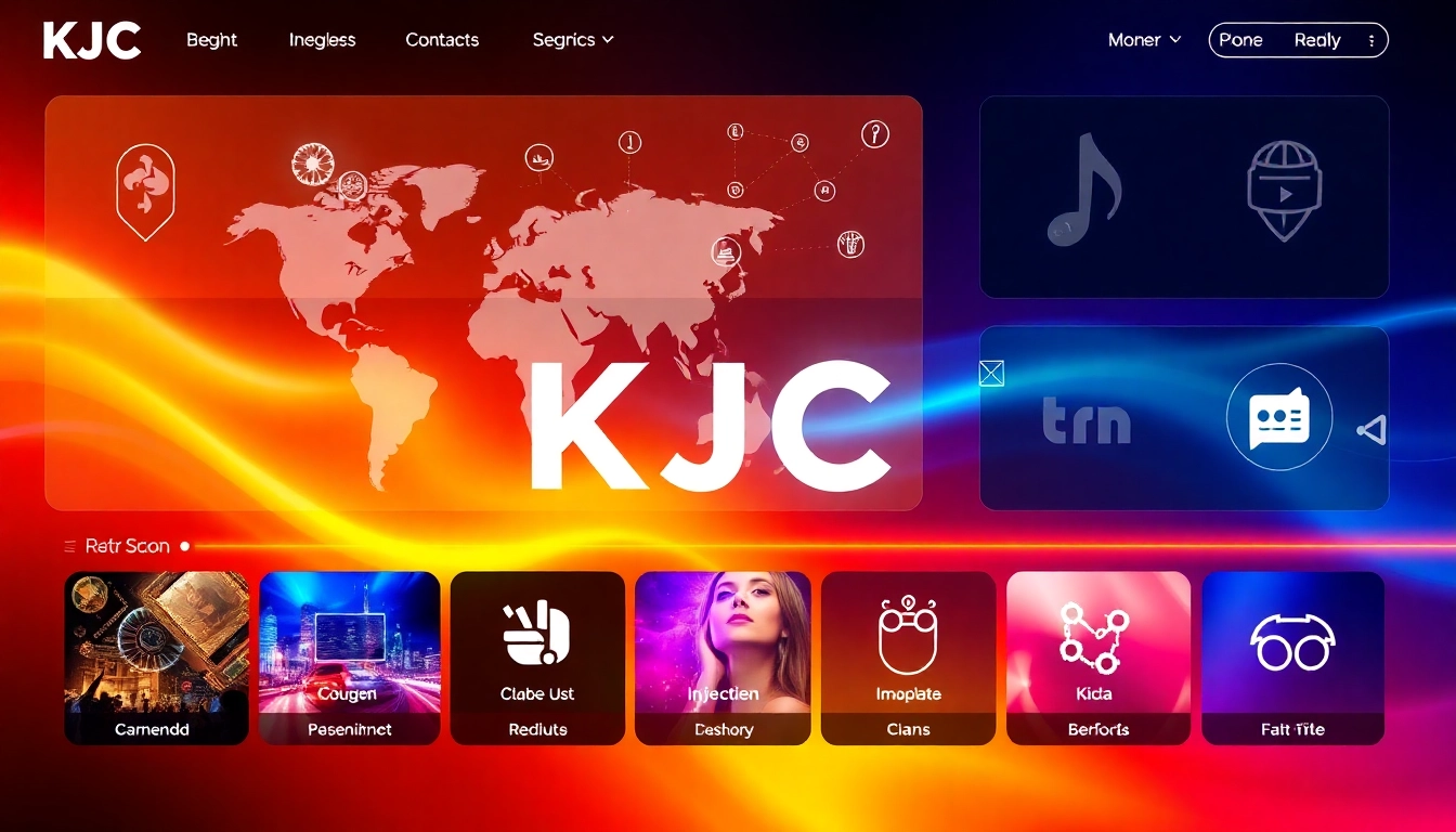 KJC banner highlighting global entertainment network, digital platform, and technological innovation for accessibility and user engagement.