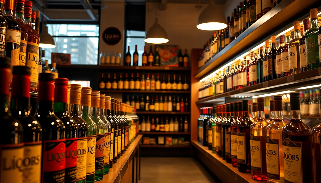 Wide-angle view of a professional liquor store showcasing a selection of Liqors Birmingham with